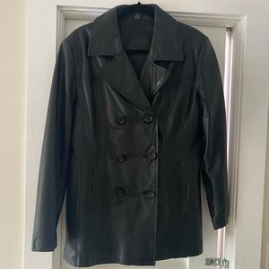Jacqueline Ferrar Leather Jacket Long Large